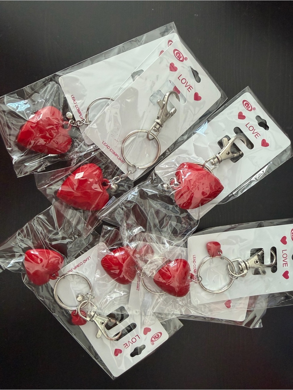 Bundle Red Heart Keychain Charm (Pack of 6)